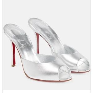 ISO Sz 41 Christian Louboutin Me dolly in silver or blue